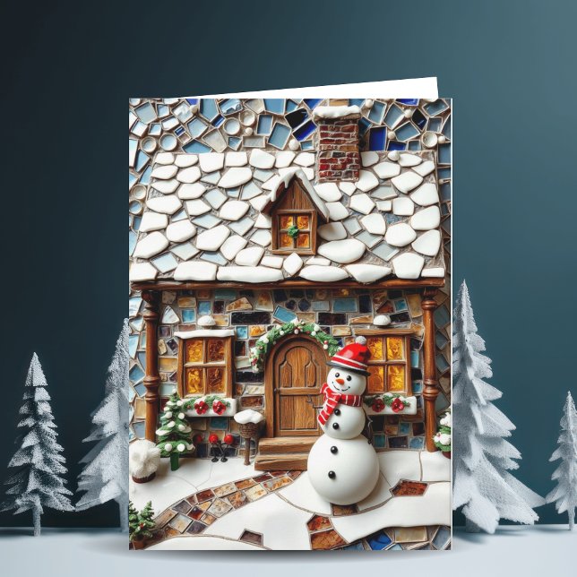 Carte Charmante Mosaïque d'hiver Scène Noël (Créateur téléchargé)