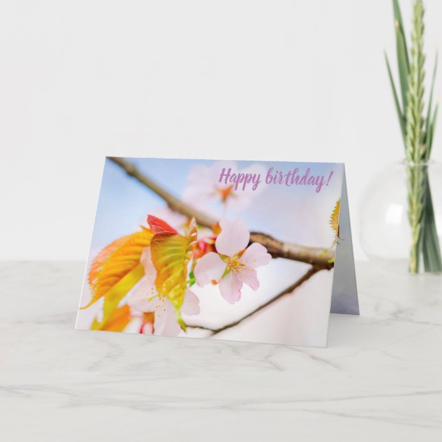 Carte Charming Charming Sakura Flower Et Feuilles Au Pri (Devant)