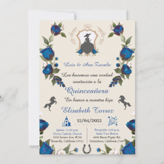 Carte Charra Royal Blue invitation, Charro Western
