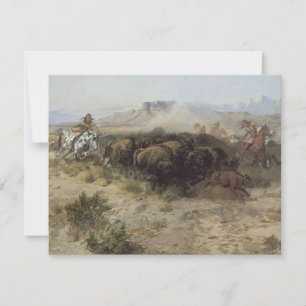 Carte Chasse au bison no 26 par CM Russell, Indiens Vint