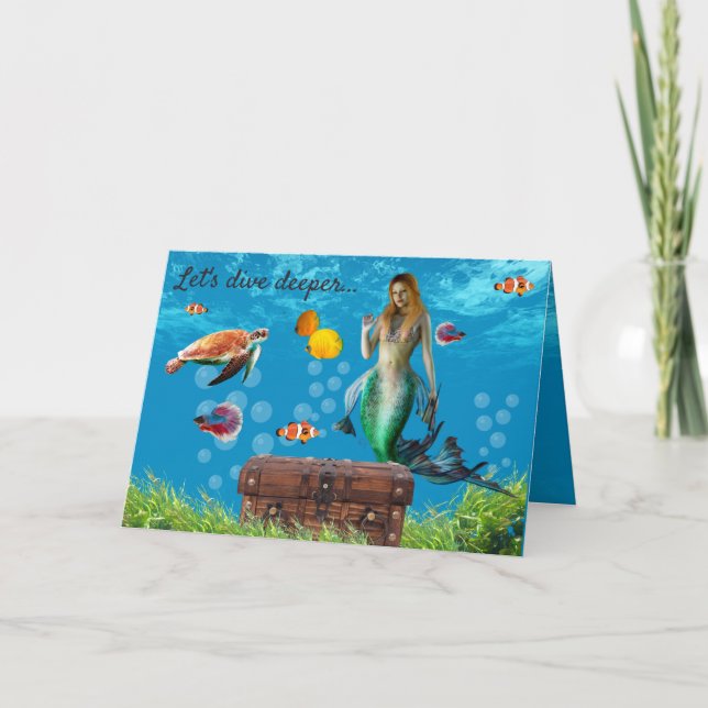 Carte Chasse au trésor sous-marin Sirène Imaginaire bleu (Devant)