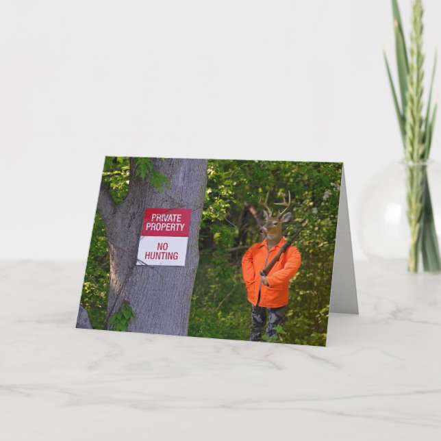 Carte chasseur de cerfs communs en bois avec le signe (Devant)