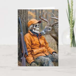Carte Chasseur de Halloween d'anniversaire squelette ave