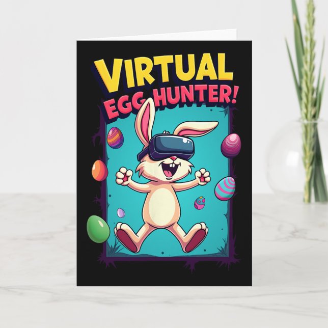 Carte Chasseur d'oeufs virtuel - Drôle de lapin de gamer (Devant)