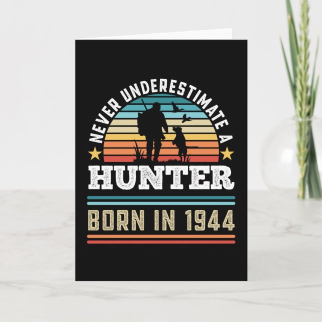 Carte Chasseur né 1944 80e Anniversaire Chasse Chien Cad (Devant)