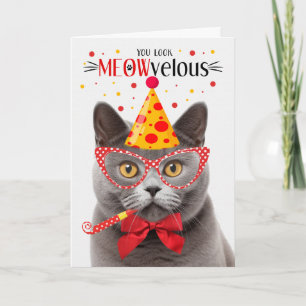 Carte Chat à air court britannique gris MEOWvelous Anniv