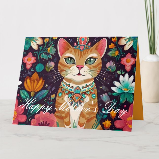 Carte Chat à bijoux couronné (Devant)