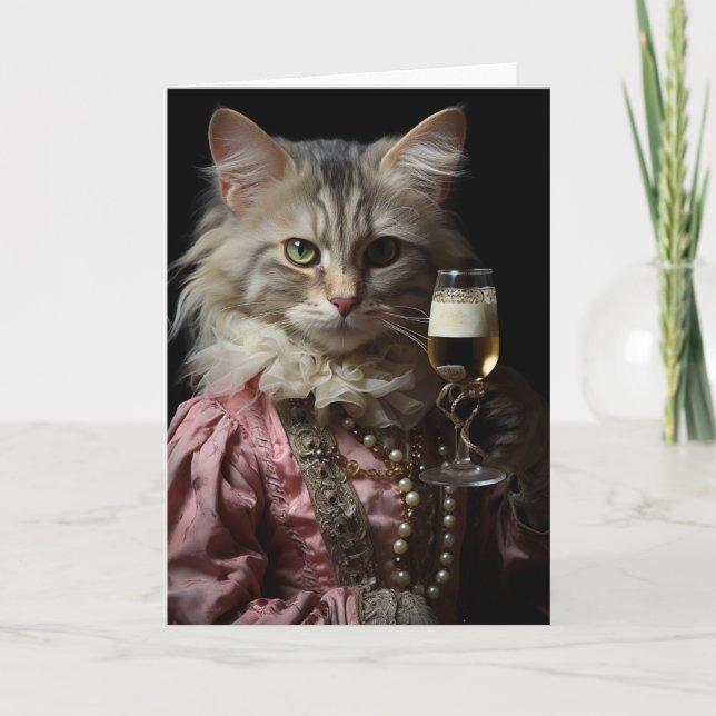 Carte Chat Adorable Contient Un Verre (Devant)