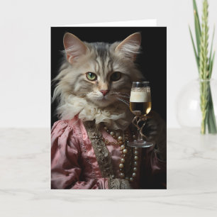 Carte Chat Adorable Contient Un Verre