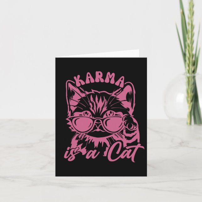 Carte Chat Amoureux des chats Mignonne Est Karma (Devant)