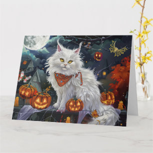 Carte Chat angora turc Halloween effrayant