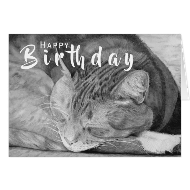Carte Chat Anniversaire | Carte de voeux pour amou (Devant horizontal)