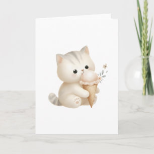 Carte Chat appétissant et sucré avec cône de crème glacé