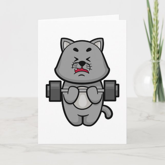 Carte Chat au biceps en entraînement avec haltère (Devant)