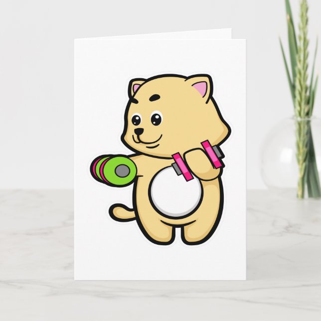 Carte Chat au biceps en formation avec haltères (Devant)