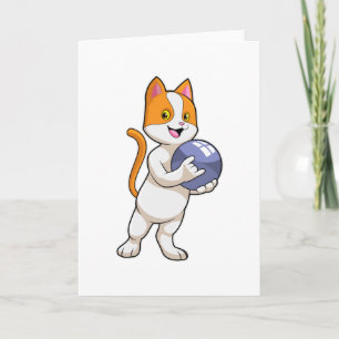 Carte Chat au bowling avec boule de bowling