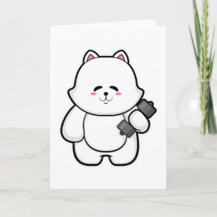 Carte Chat au fitness avec haltère