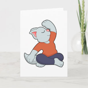 Carte Chat au Yoga en Jambes croisées