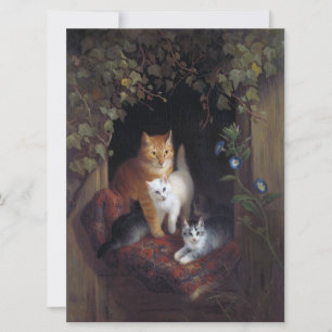 Carte Chat avec chatons Joyeux Anniversaire