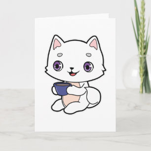 Carte Chat avec Coupe de Café