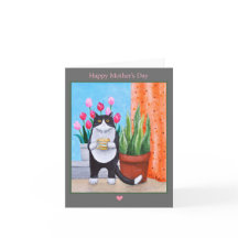 Chat avec fleurs et café Cute Chat Fête des mères