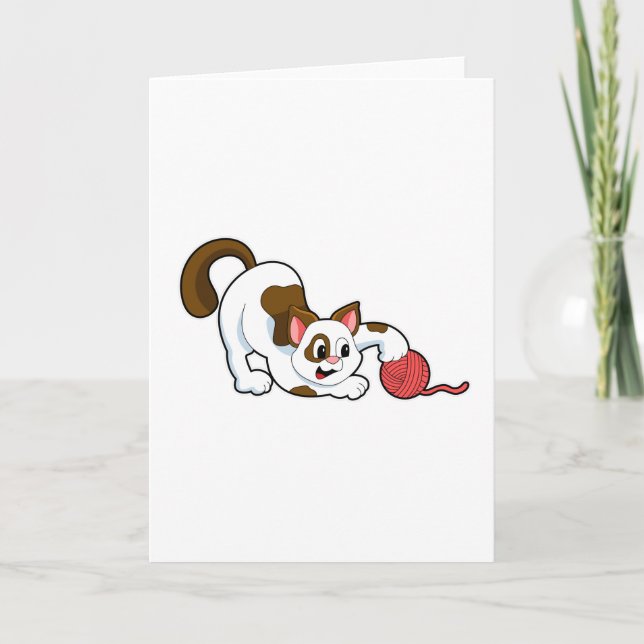 Carte Chat avec Pelote de Laine (Devant)