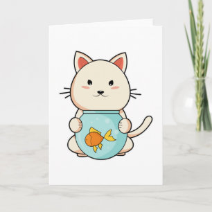 Carte Chat avec poisson en verre