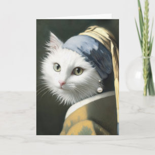 Carte Chat Blanc Anniversaire Avec Peinture À La Perle
