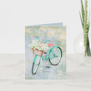 Carte chat blanc dans le panier de marguerite pensant à 