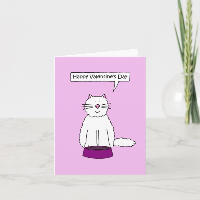 Carte Chat blanc Heureuse Sainte-Valentin (Devant)