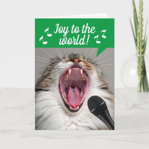 Carte Chat Chantant Louement Joie Au Monde Noël