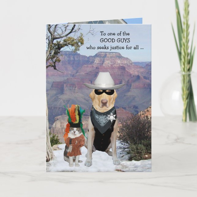 Carte Chat & Chien Western Funthday pour Fils ou Homme (Devant)