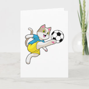 Carte Chat comme joueur de football avec balle de footba
