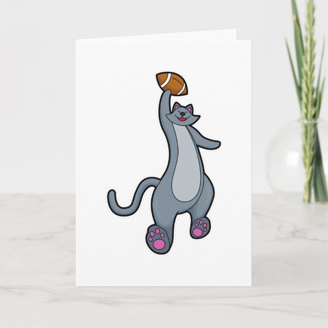 Carte Chat comme joueur de football avec football (Devant)