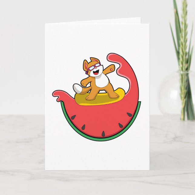 Carte Chat comme surfer avec Watermelon (Devant)