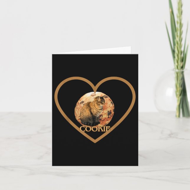 Carte Chat Cookie Avec Un Cœur  (Devant)