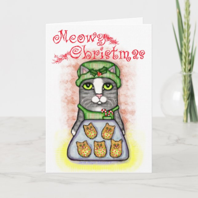Carte Chat Cookie de Noël (Devant)