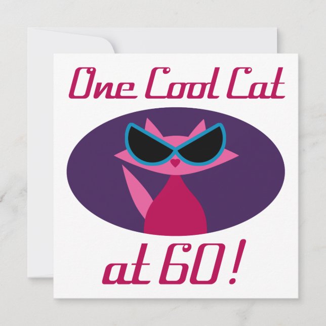Carte Chat cool 60e anniversaire (Devant)