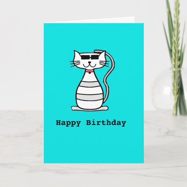 Carte Chat cool avec lunettes de soleil (Devant)