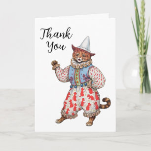 Carte Chat Costumé Théâtral Arlequin Merci