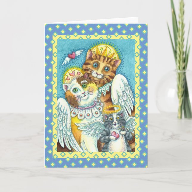 Carte CHAT, CUISINE & SOURIS ANGELS AU CIEL, HALOS Blank (Devant)