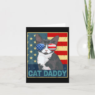 Carte Chat Daddy Drapeau américain 4 juillet Fête des Pè