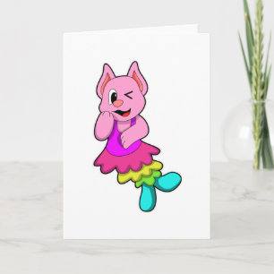 Carte Chat Dance avec jupe