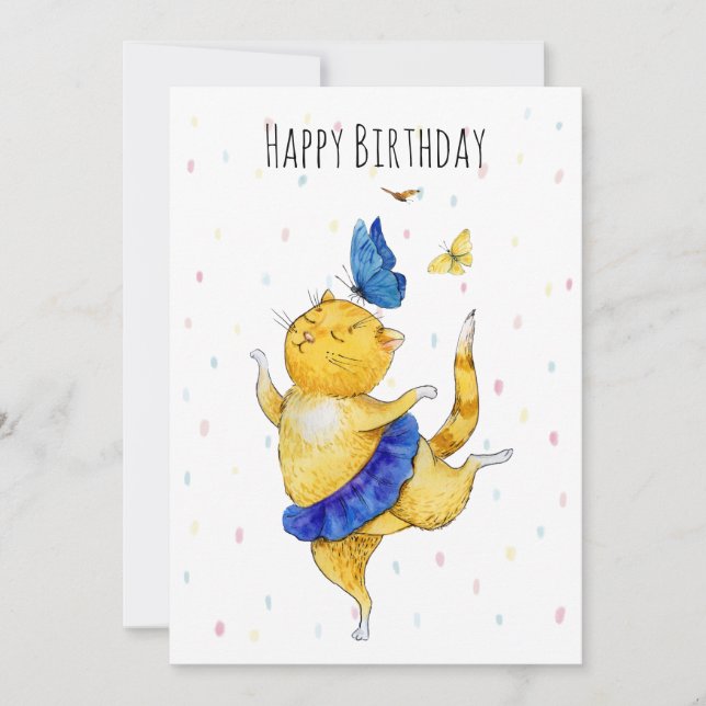 Carte Chat Dancing Cute (Devant)