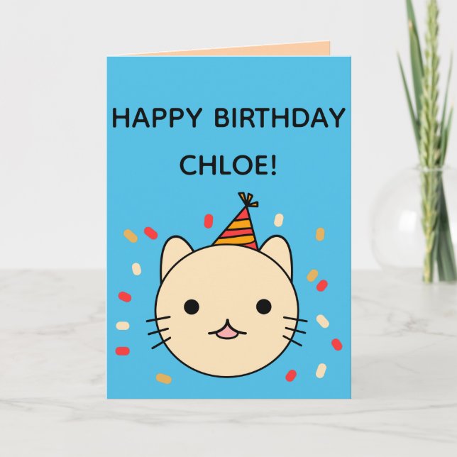 Carte Chat d'anniversaire | Chat Beige Joyeux Anniversai (Devant)