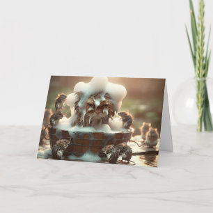 Carte Chat d'Anniversaire Obtenir Un Bain