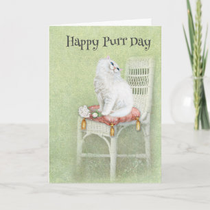 Carte Chat d'Anniversaire Perse Blanc