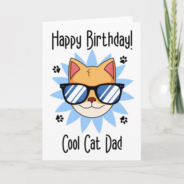 Carte Chat d'anniversaire portant des lunettes de soleil (Devant)