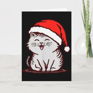Carte Chat Dans Un Chapeau De Père Noël 
