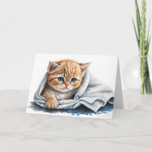 Carte Chat d'aquarelle pour se bien bientôt